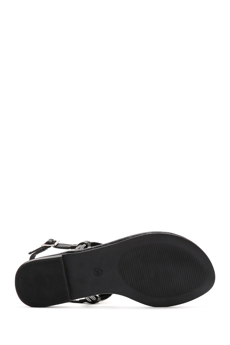Women's Black Ankle Strap Flip Flop Sandals with Stones