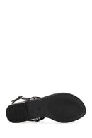 Women's Black Stone Flip Flops Sandals | Derimod