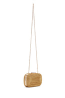 Women's Gold Long Strap Braided Mini Evening Clutch Bag | Derimod