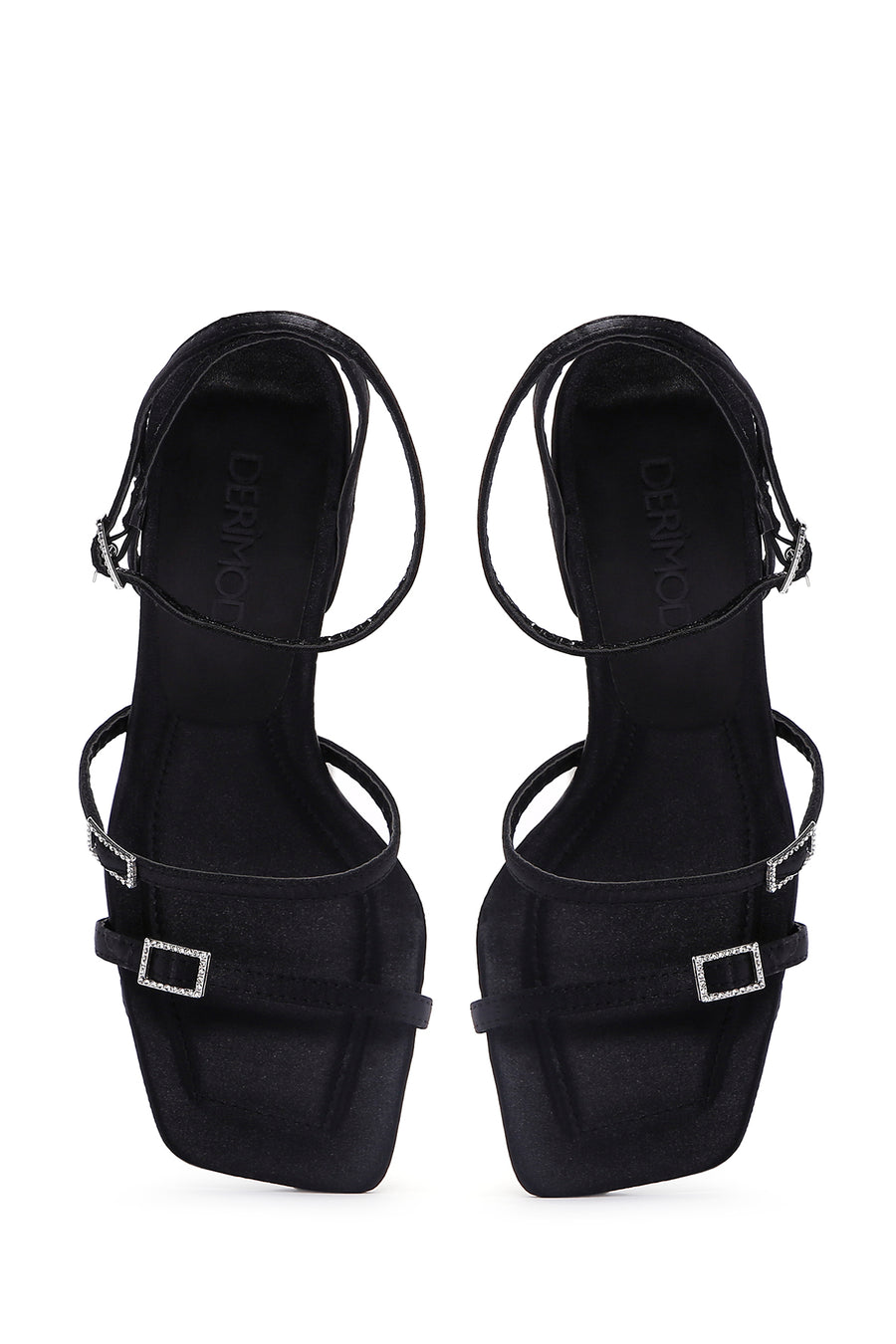 Women's Black Ankle Strap Thin Heel Sandals