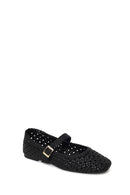 Woman Black Buckled Braided Ballerine flats | Derimod