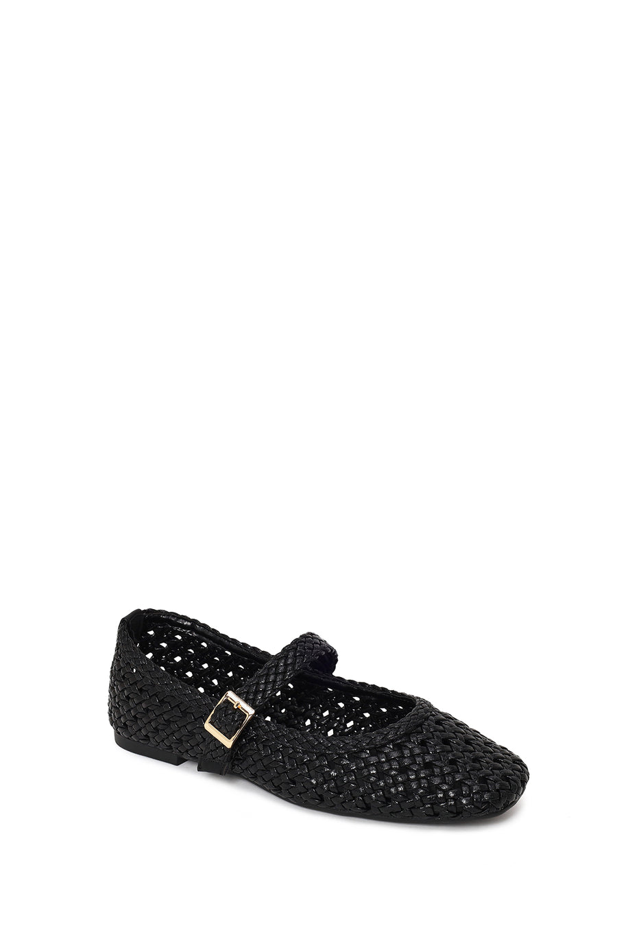 Woman Black Buckled Braided Ballerine flats