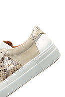 Women's Mink Leather Patterned Sneaker | Derimod