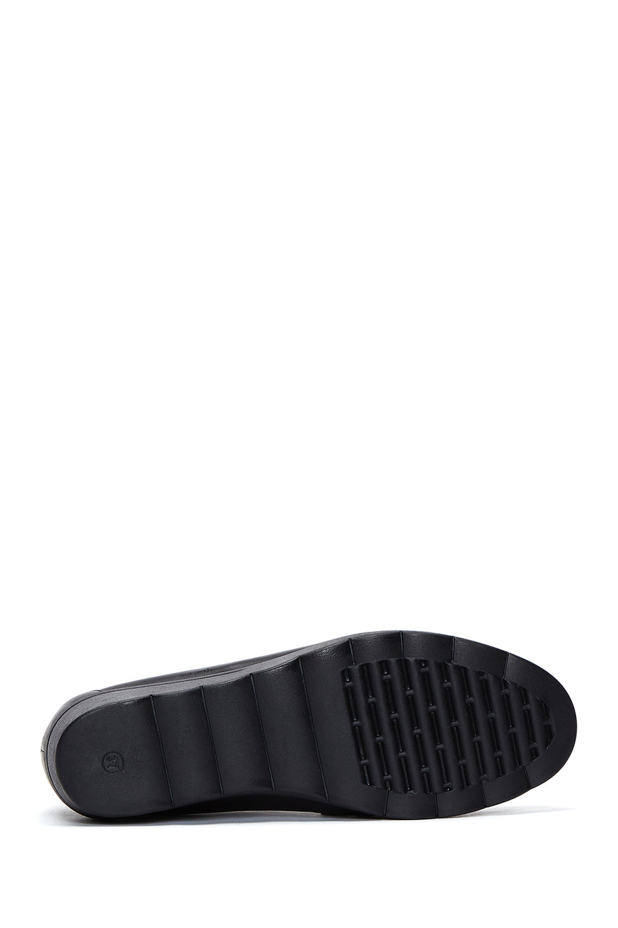 Women's Black Leather Wedge Heeled Loafer