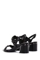Women's Black Braided Chunky Low Heel Sandals | Derimod
