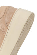 Woman Beige Lace-Up Suede Leather Sneaker | Derimod