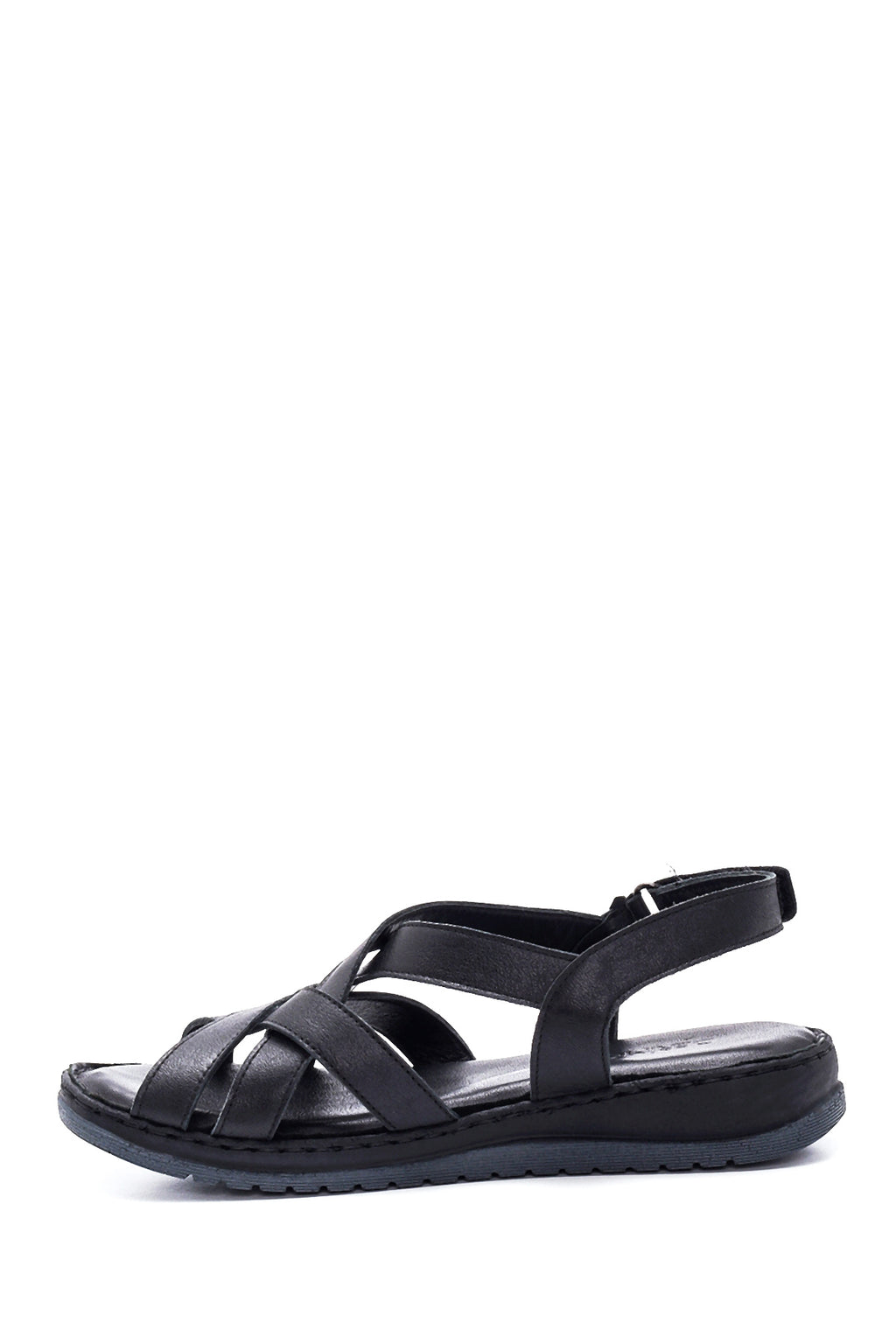 Kadın Siyah Deri Comfort Sandalet