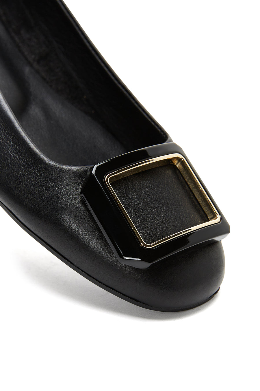 Women's Black Leather Ballerina Ballet Shoes