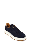 Male Navy Blue Lace-up Thick-soled Suede Leather Sneaker | Derimod