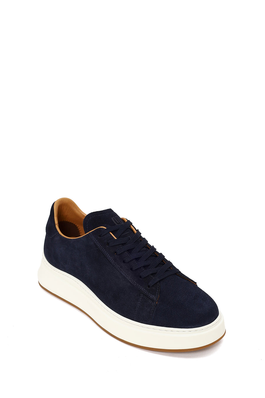 Male Navy Blue Lace-up Thick-soled Suede Leather Sneaker