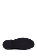 Woman Black Buckled Leather Masculine Loafer | Derimod