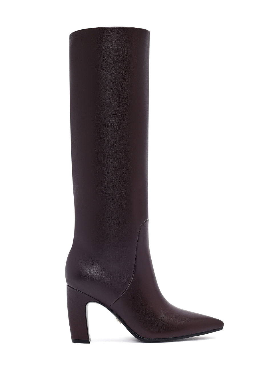 Women's Burgundy Thick Heeled Leather Boot 25WFD491918 | Derimod