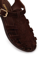 Woman Brown Ankle Buckle Suede Sandal | Derimod
