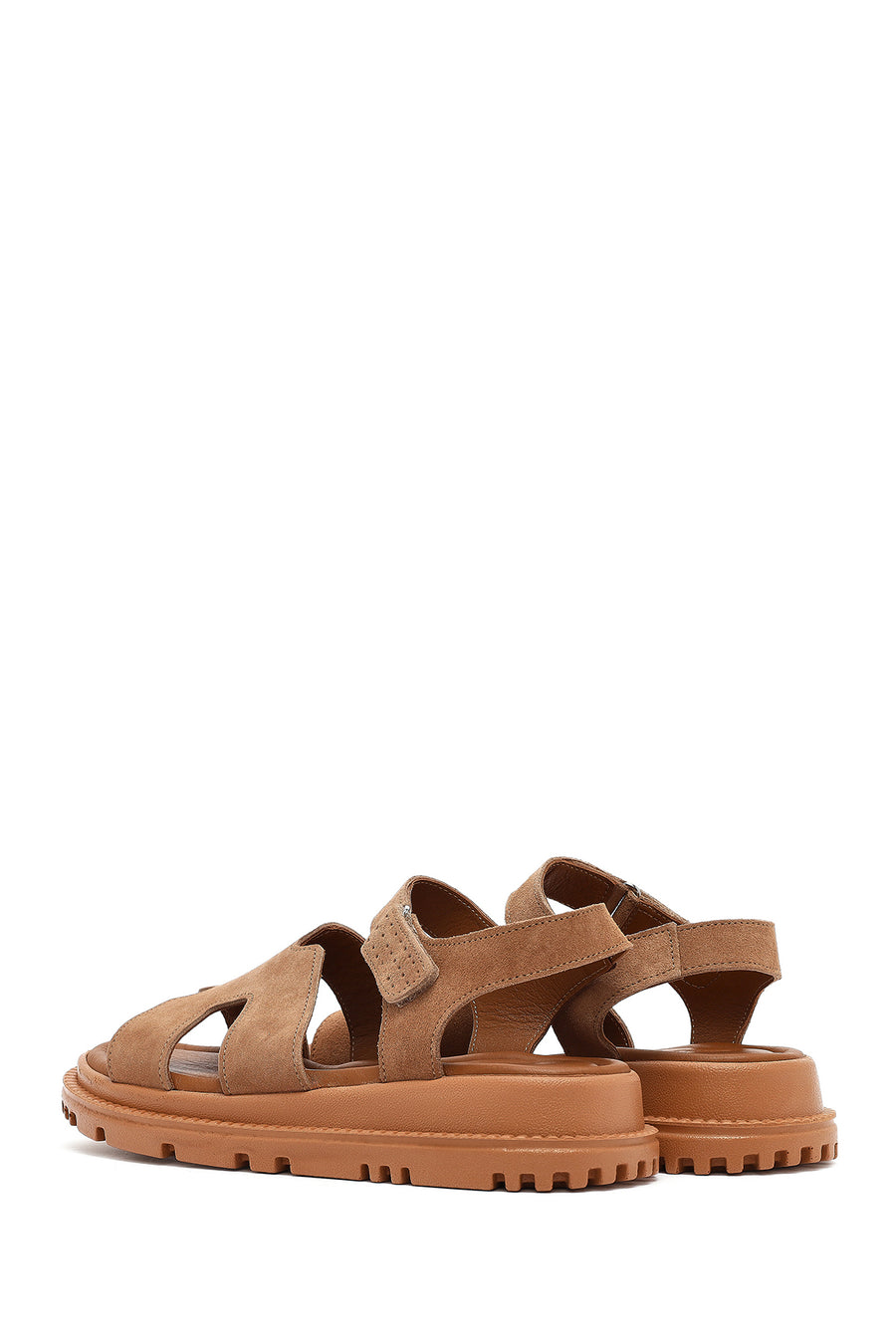Women's Powder Strappy Thick Soled Suede Leather Comfort Sandals