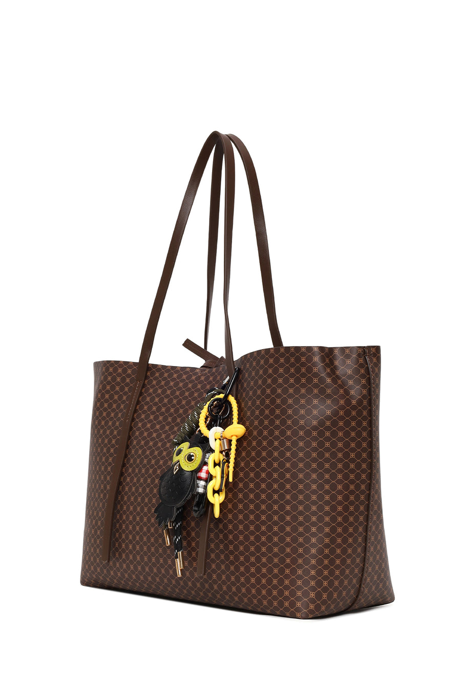 Woman Brown Accessory-Detail Printed Shoulder Bag