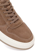 Erkek Vizon Bağcıklı Kalın Tabanlı Süet Deri Sneaker | Derimod