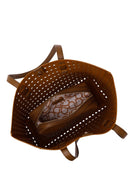 Woman Brown Patterned Suede Shoulder Bag | Derimod
