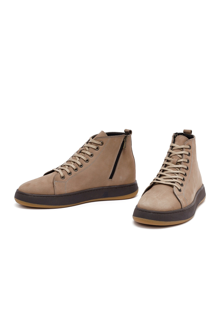 Men's Mink Lace-Up Zippered Nubuck Leather Sports Boots
