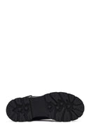 Woman Black Lace-Up Zippered Thick Sole Leather Postal Boots | Derimod
