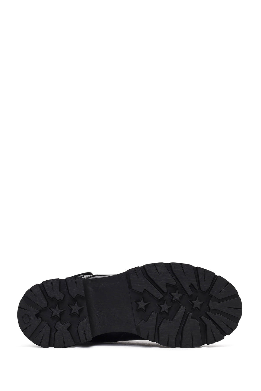Woman Black Lace-Up Zippered Thick Sole Leather Postal Boots