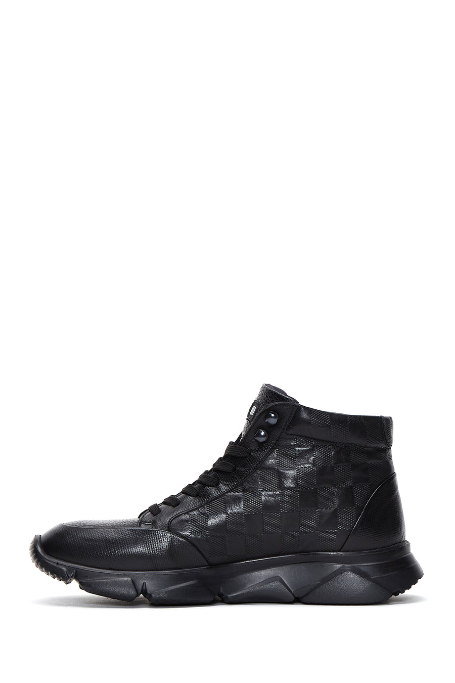 Men's Black Leather Ankle Sneaker Boots
