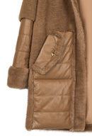 Virginia Women's Brown Hooded Long Teddy Coat | Derimod