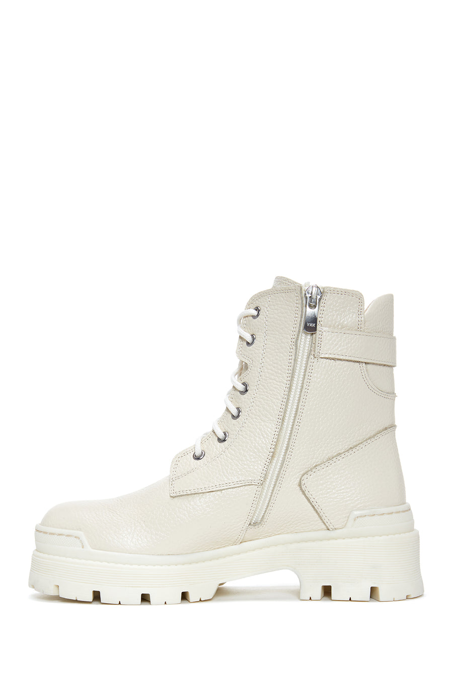 Women's Beige Leather Thick Soled Boots