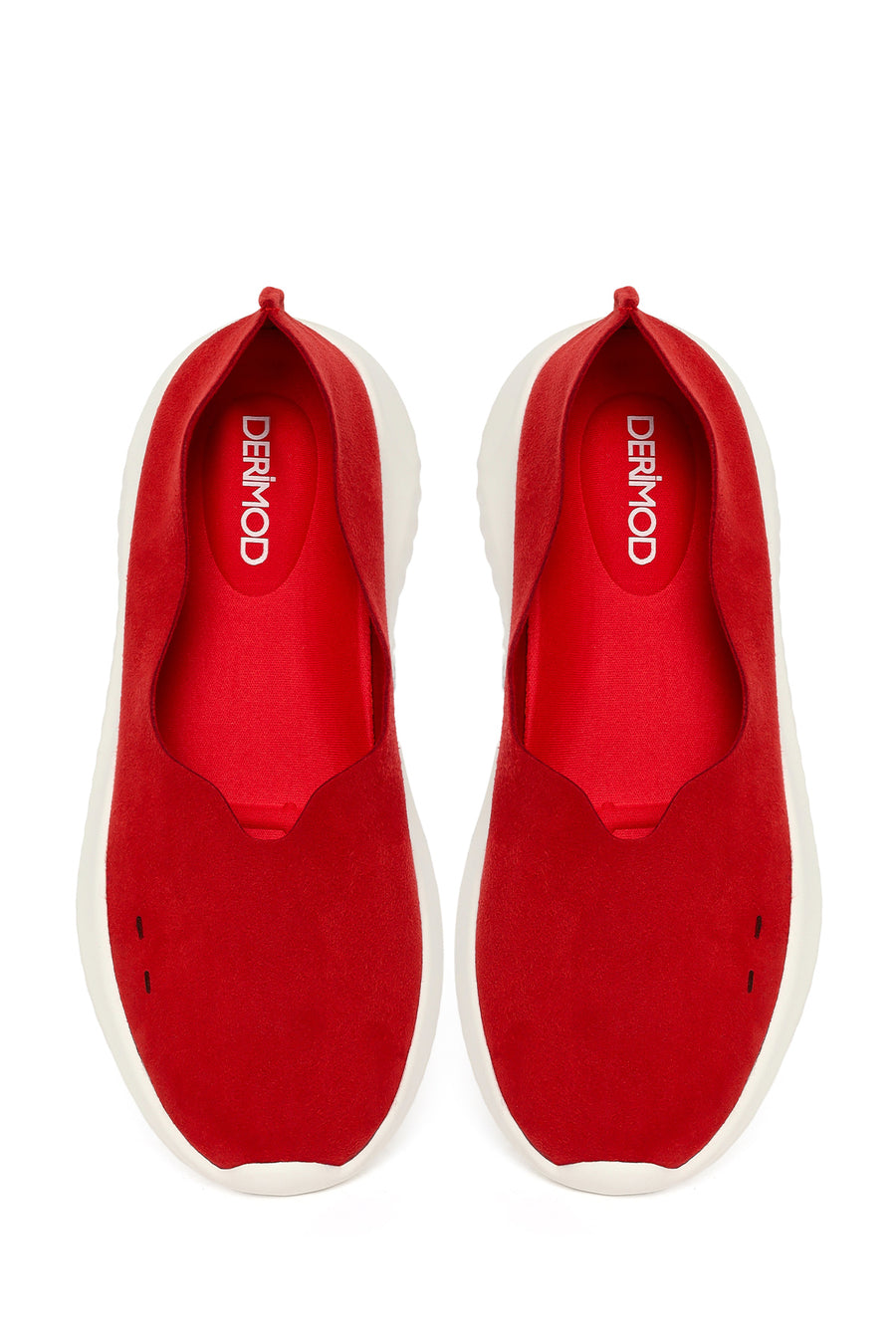 Women's Red Chunky Suede Shoes