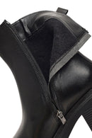 Women's Black Zippered Thick Heeled Leather Boot | Derimod