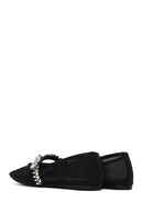 Woman Black Embellished Ballet Flat | Derimod