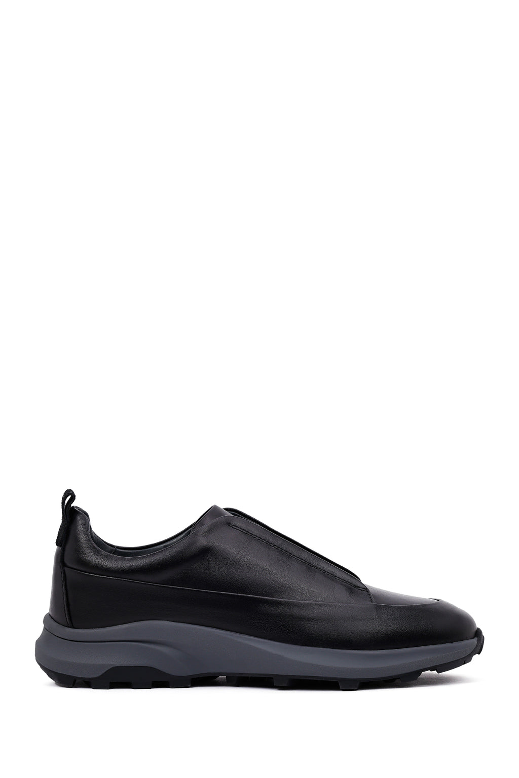 Erkek Siyah Kalın Tabanlı Deri Casual Sneaker