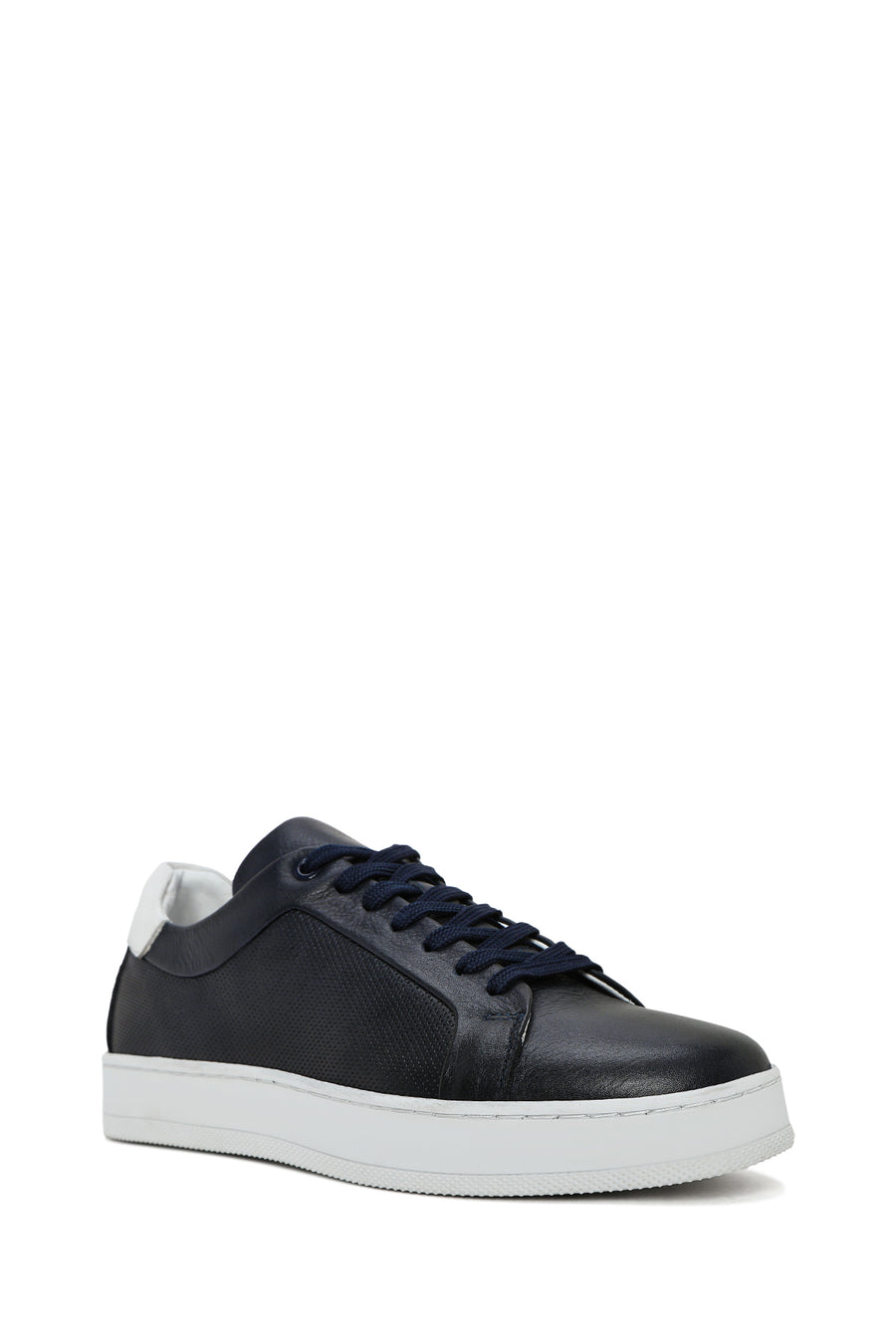 Men's Navy Blue Lace-Up Leather Sneaker