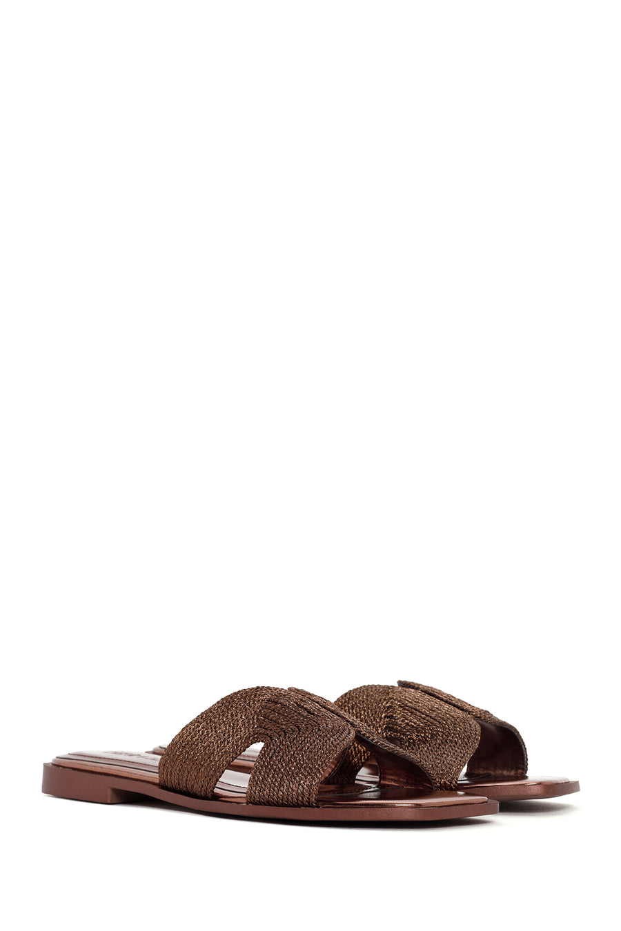 Women's Bronze Metallic Knitted Slippers