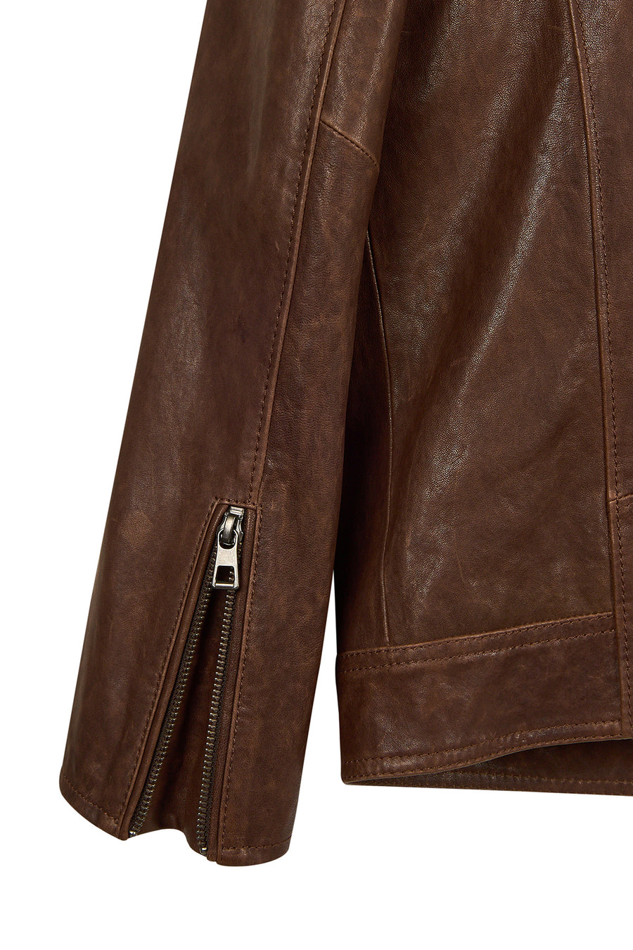 Luka Male Brown Slim-Fit Leather Jacket