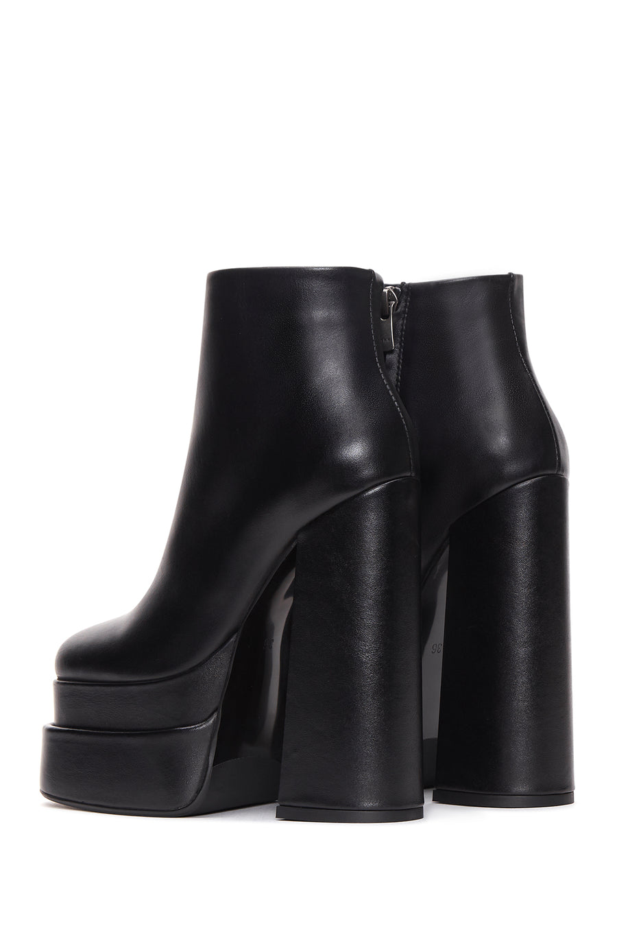 Women's Black Leather Platform High Heel Boots