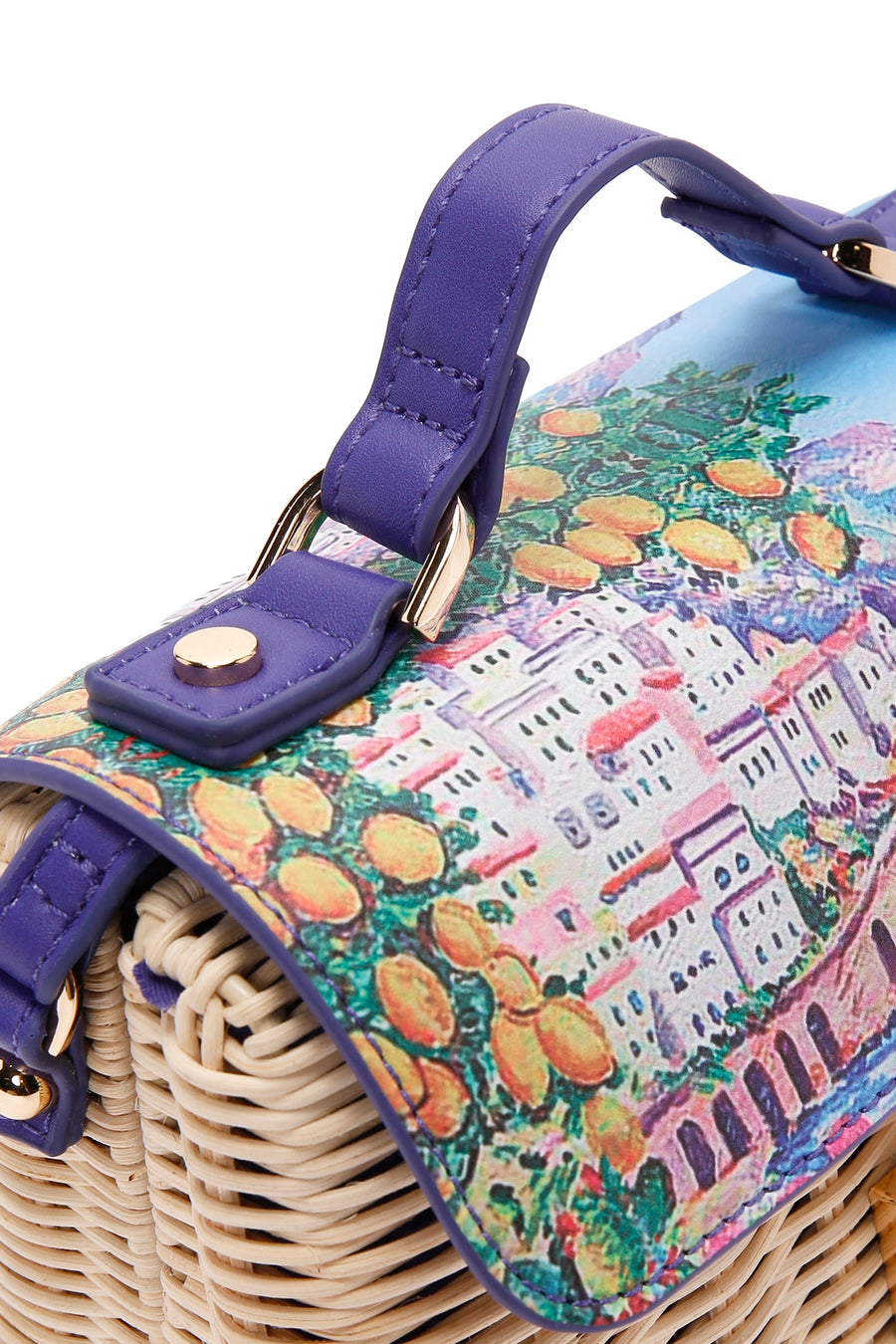 Women's Multi-Colored Long Strap Straw Crossbody Bag