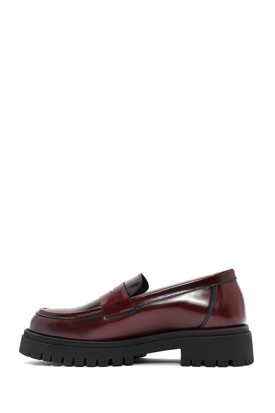 Women's Burgundy Thick-Soled Leather Loafer