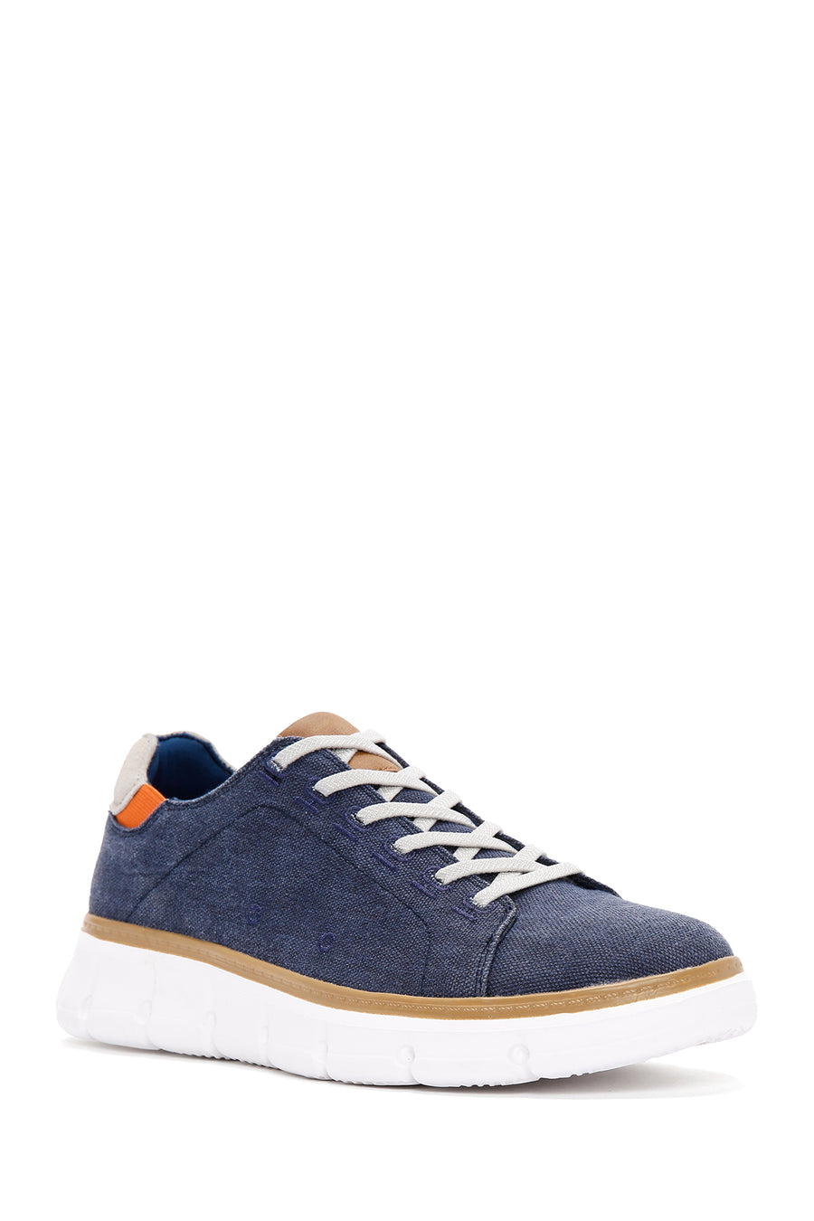 Erkek Lacivert Bağcıklı Kalın Tabanlı Kumaş Sneaker