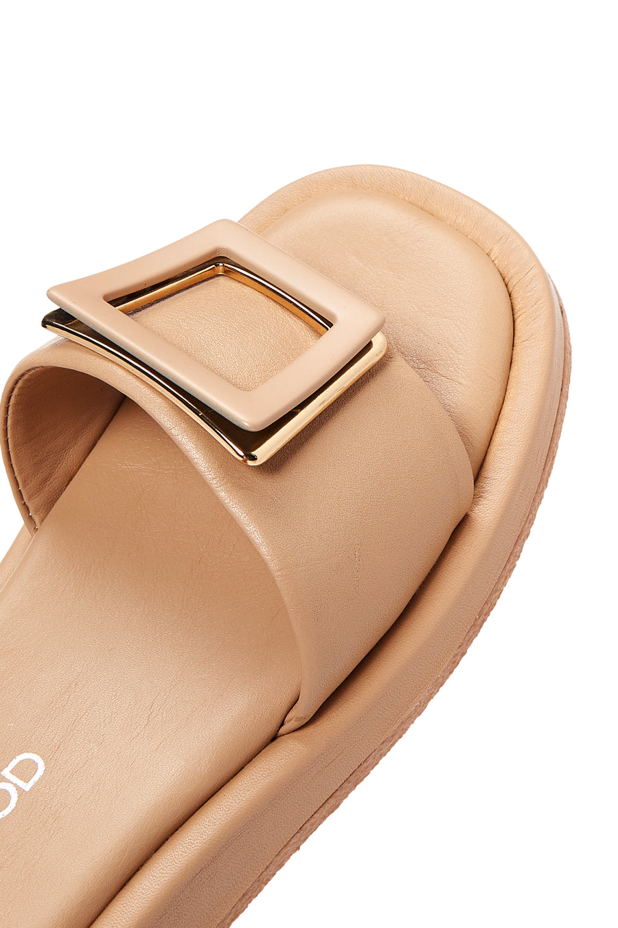 Women's Beige Leather Thick Soled Slippers