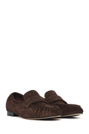 Women's Brown Suede Leather Masculine Loafer | Derimod