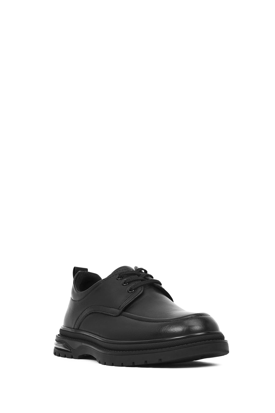 Men's Black Lace-Up Leather Casual Shoes