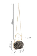 Women's Gold Leopard Pattern Long Strap Mini Clutch Evening Bag | Derimod