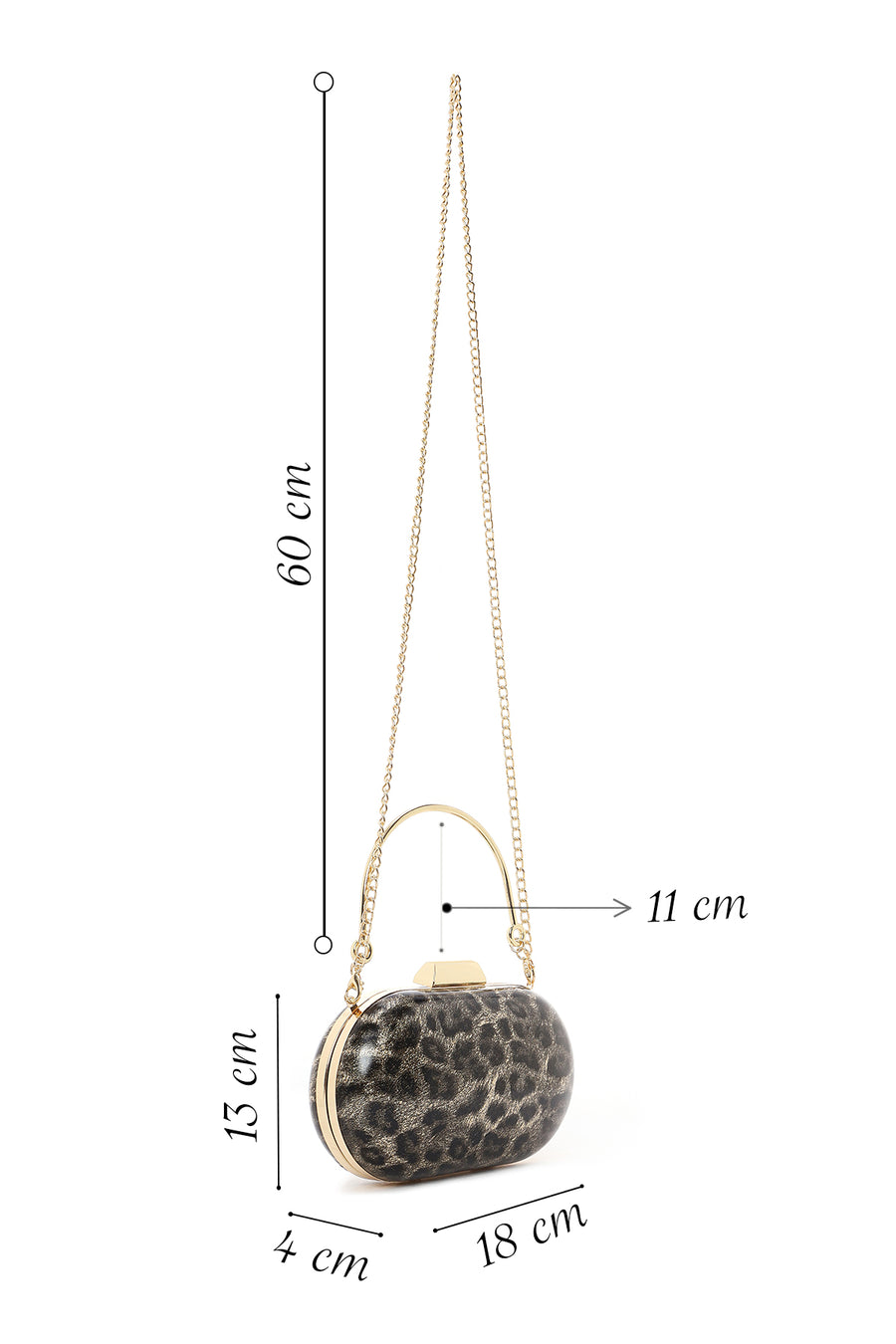 Women's Gold Leopard Pattern Long Strap Mini Clutch Evening Bag