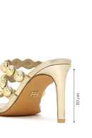Woman Gold High Thin-Heeled Slipper | Derimod