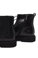 Men's Black Zippered Leather Boot | Derimod