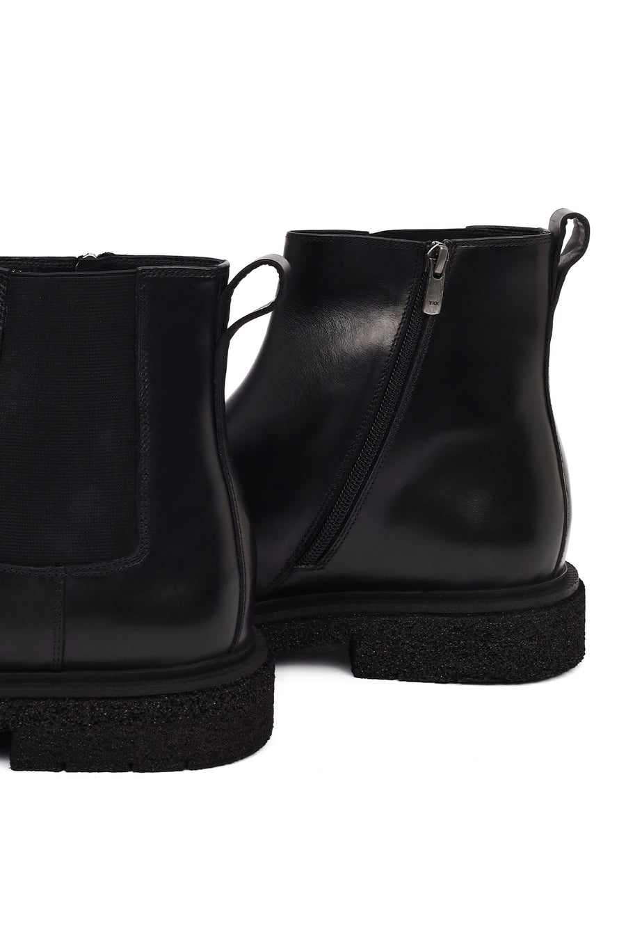 Men's Black Zippered Leather Boot