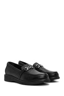 Kadın Siyah Tokalı Deri Comfort Loafer | Derimod
