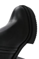 Women's Black Zippered Thick Heeled Leather Boots | Derimod