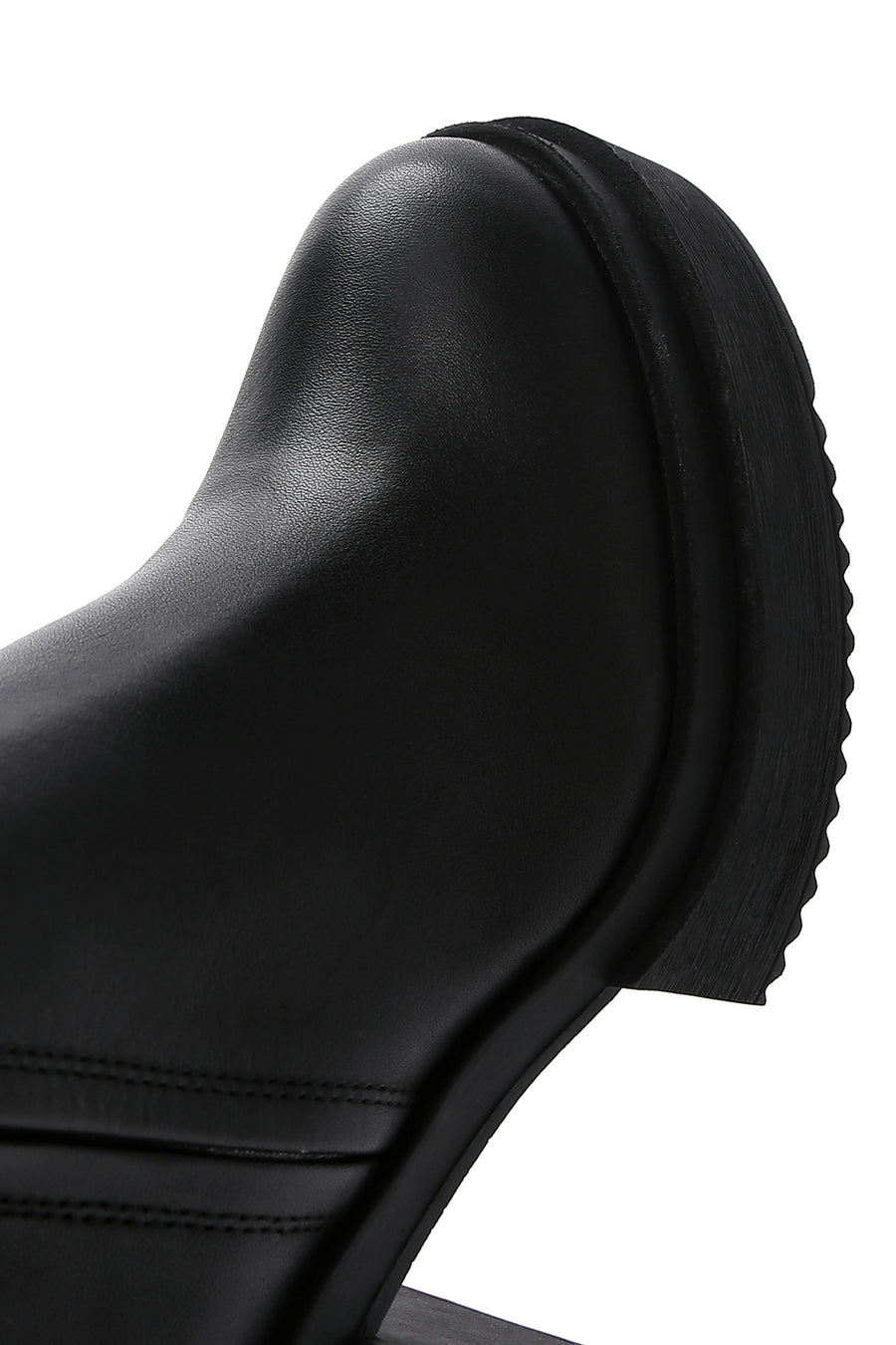 Women's Black Zippered Thick Heeled Leather Boots