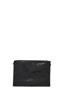 Women's Black Stone Long Chain Strap Evening Clutch Bag | Derimod